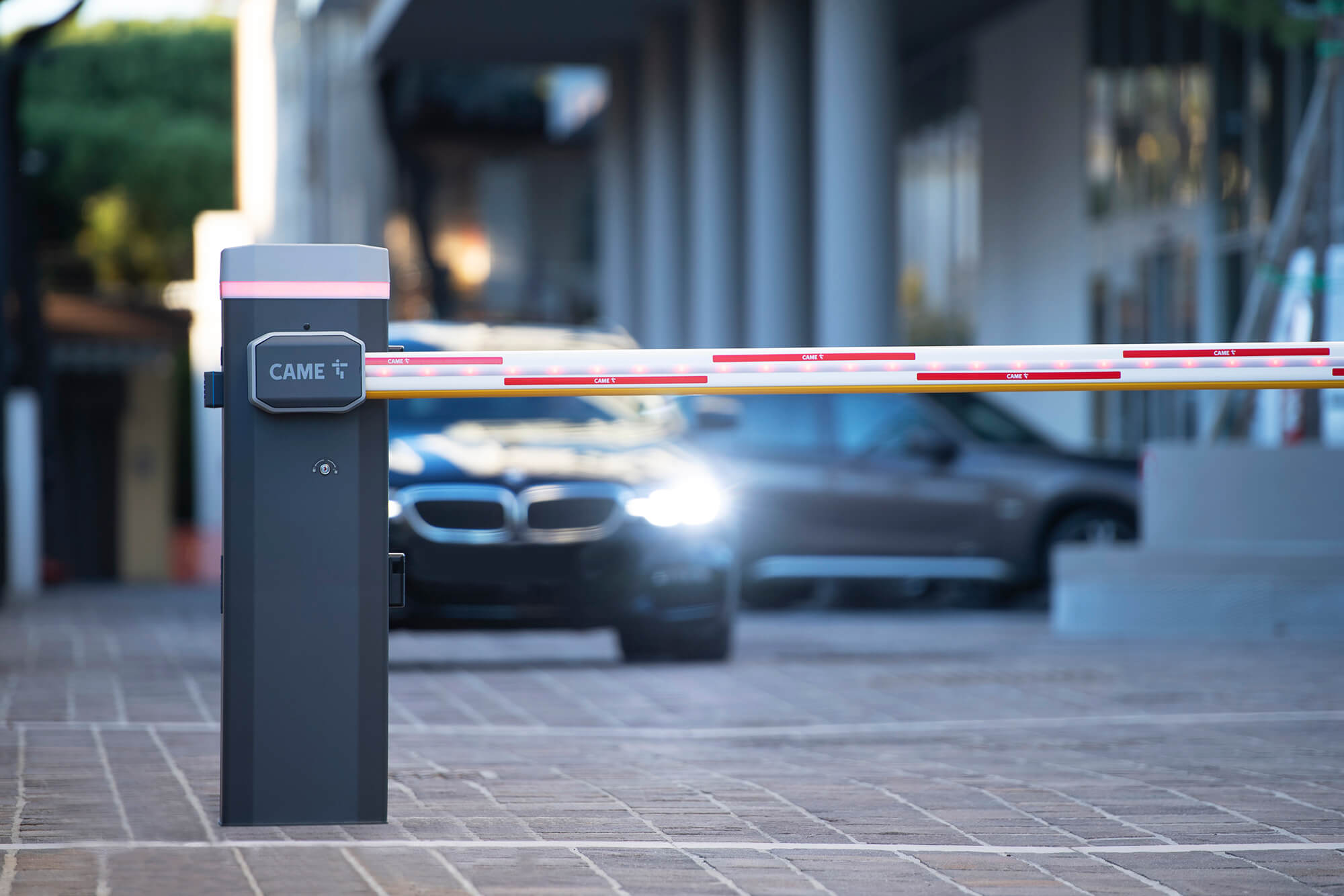 Automatic barrier arm at a car park entrance