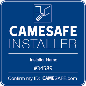 CAMEsafe Installer badge — Shield Fire & Security U.K Ltd, installer ID 34589