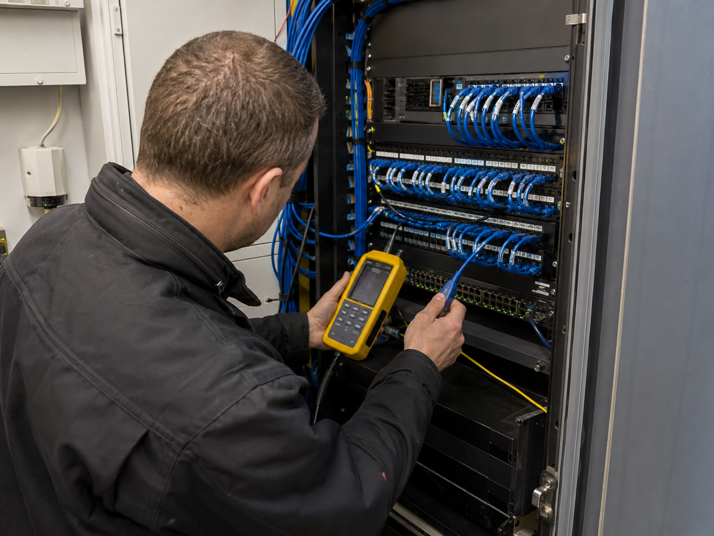 Engineer carrying out an on-site inspection and fault finding visit