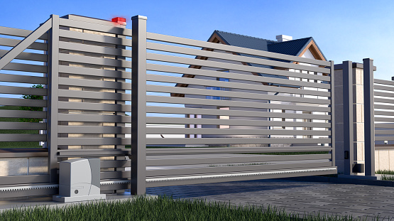 Automated gate at a commercial entrance