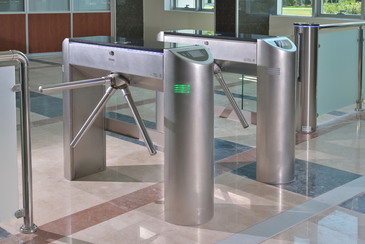 Turnstile entrance for office reception and pedestrian access control